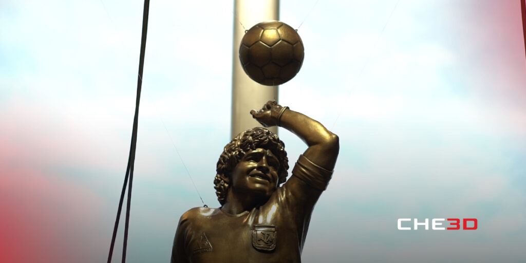 Escultura de la mano de Dios de Maradona impresa en 3D