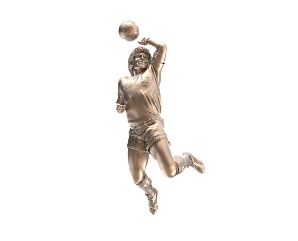 Modelo 3D de la escultura de Maradona antes de imprimirse